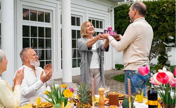 Family celebrating Mother's Day