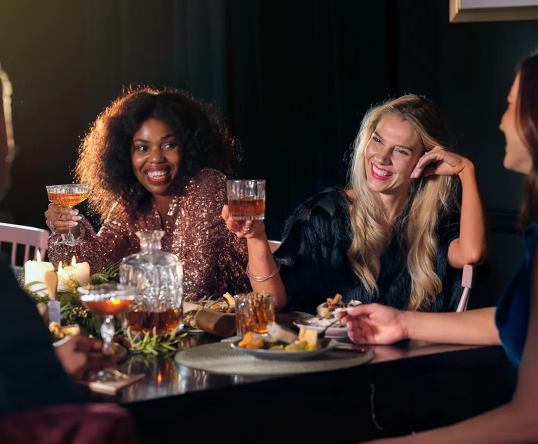 Friends out to dinner together in Southern California