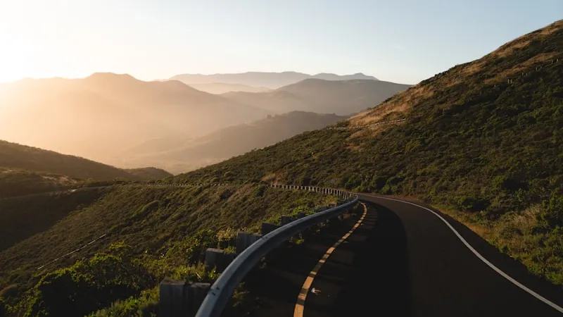Open California road at sunrise