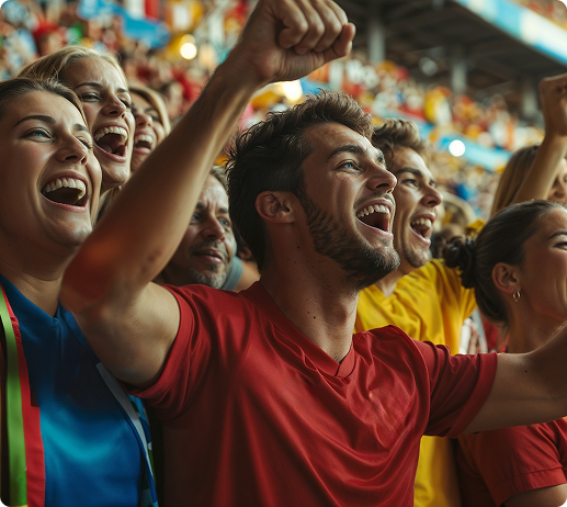 Soccer fans cheering